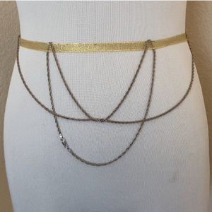 Silver chain belt vintage chain long silver 52 in twisted chain Sterling Silver
